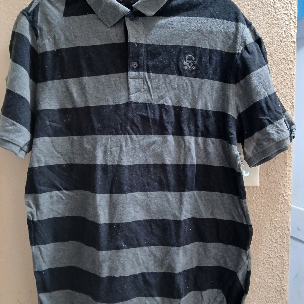 Tony Hawk Men's Polo Shirt - Black and Gray Stripes